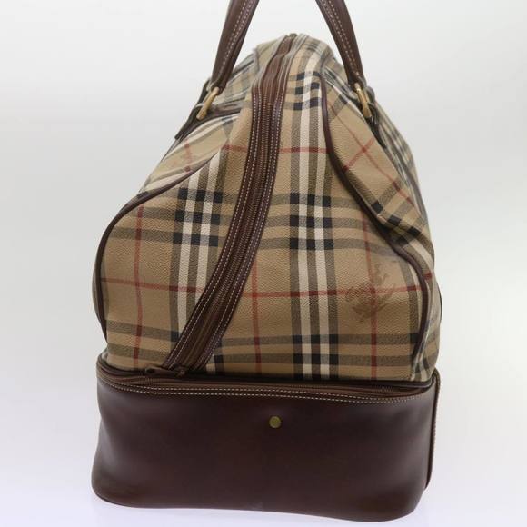 Burberrys Nova Check Hand Bag PVC Leather Beige Auth 69121 - Picture 3 of 16